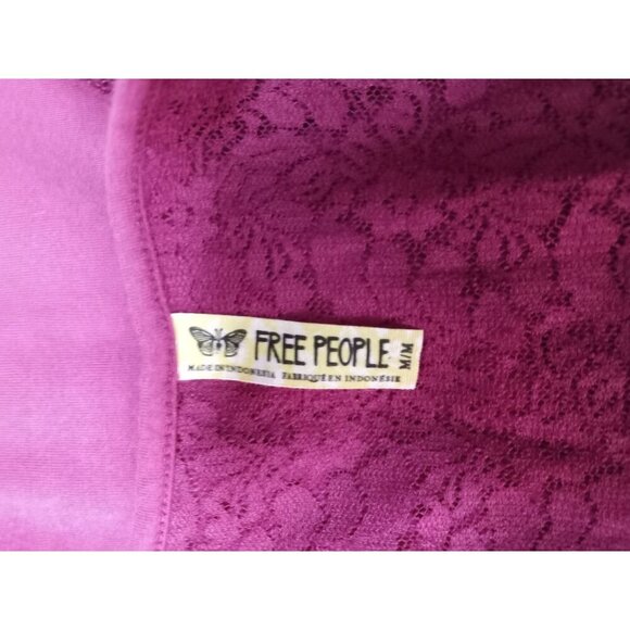 Free People Womens Raspberry Lace Back Short Sleeve Blouse Size Medium - Picture 5 of 8